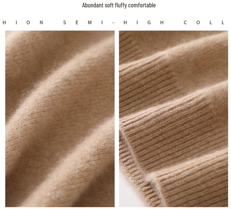 Women's Solid Color Cashmere Knit Sweater: Round Neck, Long Sleeve, Double-Ply Base Layer for Autumn & Winter.