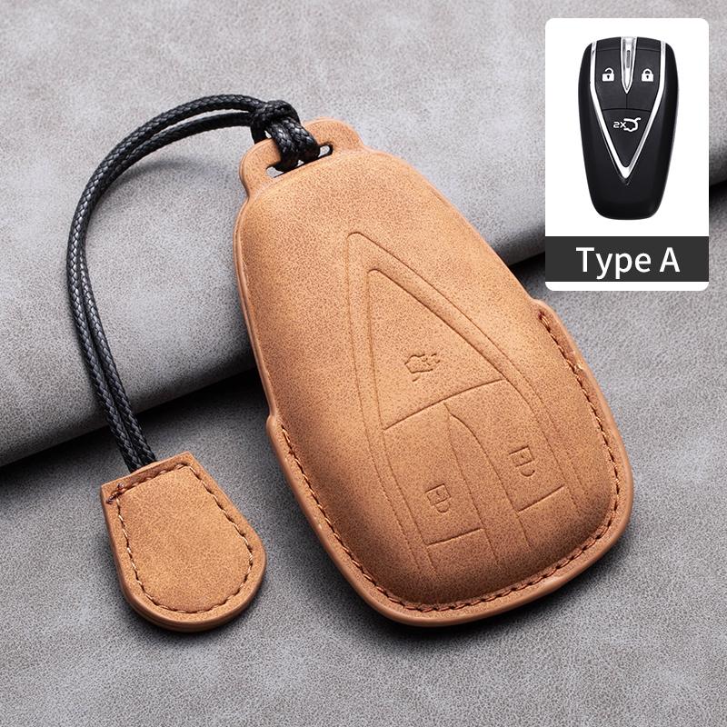 Leather Car Key Case Cover Fob For Changan CS35PLUS CS35 Plus CS55 PLUS CS75 PLUS Eado UNI-T UNI K Oushang X5 X7 EV 2019-2025
