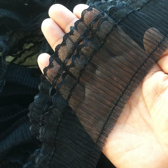 Weiß Schwarz Elastischer Netz Plissee Tüll Spitze Stoff Besticktes Bandbesatz Für DIY Basteln Vorhänge Kleidungsstück Kleid Zubehör Renda