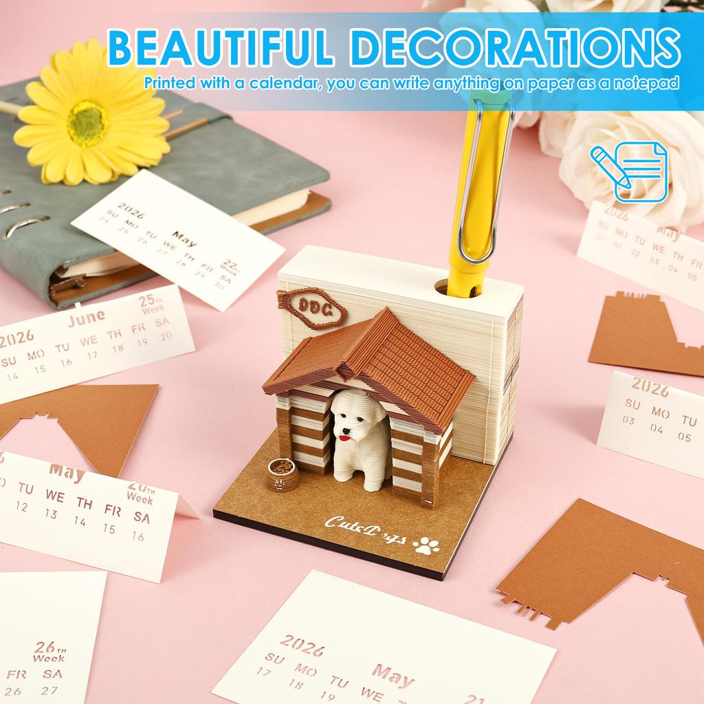 3D Tear Away Calendar Paper Carving Art Memo Pad Notepad Desk Calendar 2026 for Office Home Desktop Decoration Gift Christmas