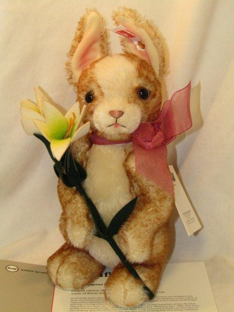 Steiff USA Limited Springtime Bunny Holding a 2017 Edition "Lily Bunny" A Lily