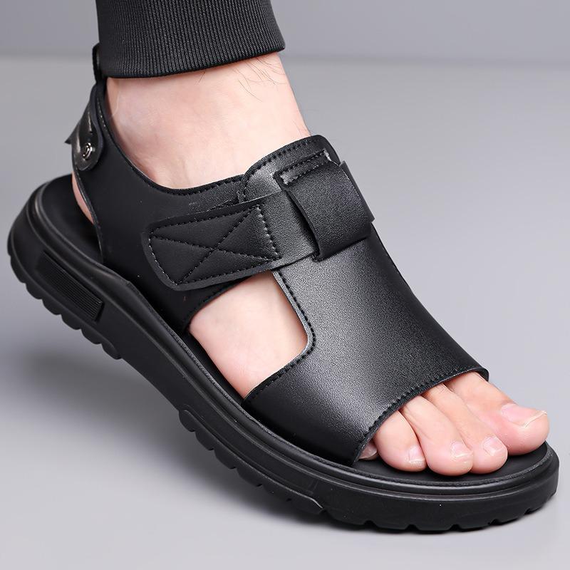 Men's Sandals Fashion Business Leather Sandals Non Slip Platform Sandals for Men 2025Summer Casual Beach Shoes Sandalias Hombre