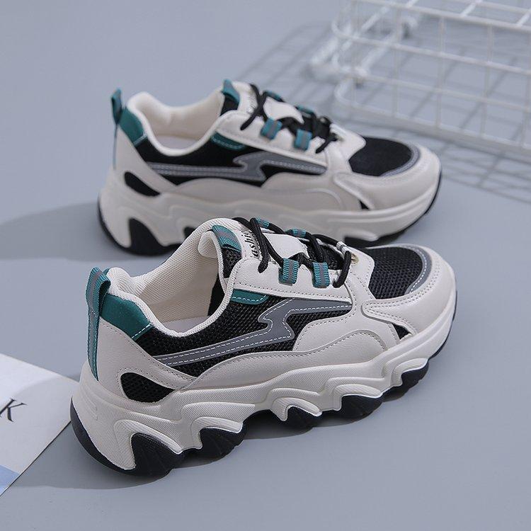 Daddy shoes girl 2025 spring and autumn wave soft sole fashion color matching muffin sweet cool ins casual sports shoes mixed batch
