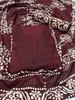 Material pentru Rochie Bombay Batik de Damă din Bumbac Pur cu Imprimare Manuală Batik, cu Dupatta (roșu) | Material Rochie pentru Femei