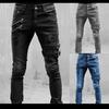 Plus Size Straight Jeans Man Pants Spring Summer Boyfriend Jeans Streetwear Skinny Zips 3 Colors Cacual Long Denim Trousers