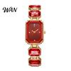 Faux Diamond Watch Ladies Bracelet Quartz Sparkling Rhinestone Rectangular Dial Eye-catching Women Wristwatch for Elegant Jewelry Timepiece Dress