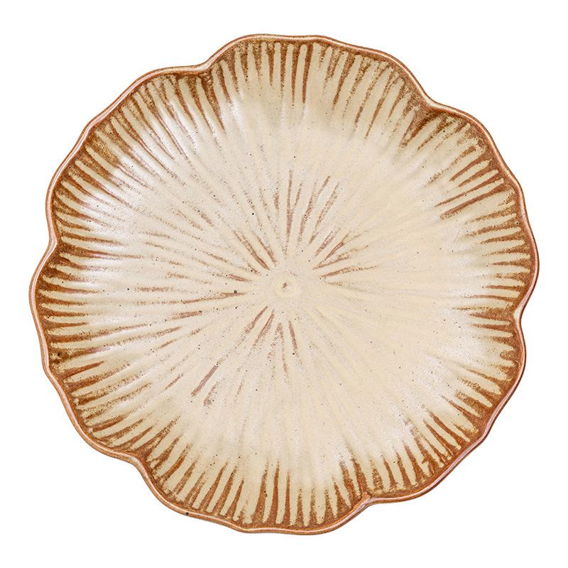 Flower-Shaped Ceramic Plate for Salads and Desserts - Japanese Pottery Style