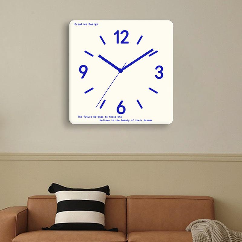Minimalist Living Room Wall Clock, Modern Creative Light Luxury Clock, Square Silent Wall Clock, Restaurant Silent Wall Clock