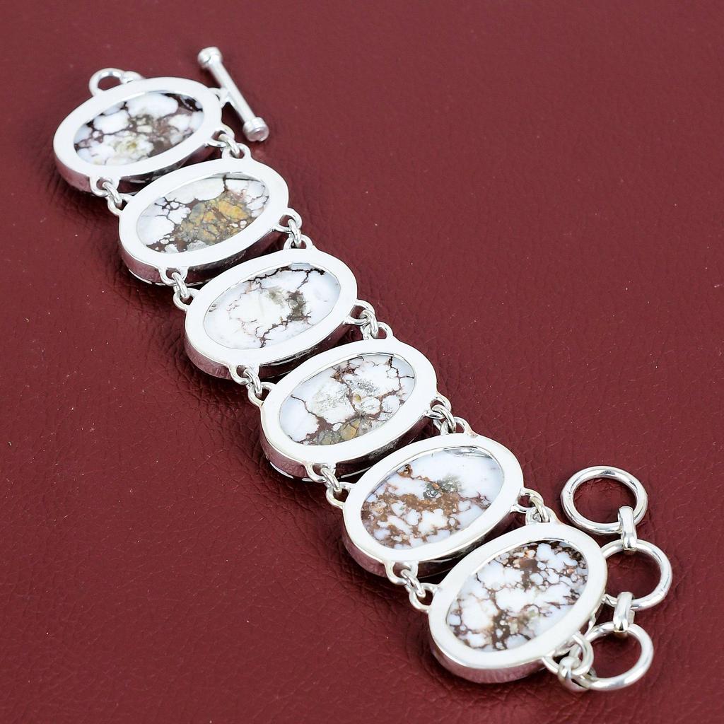 Wild horse magnesite bracelet 925 sterling silver bracelet gemstone adjustable chain bracelet handmade jewelry engagement gifts boho jewelry