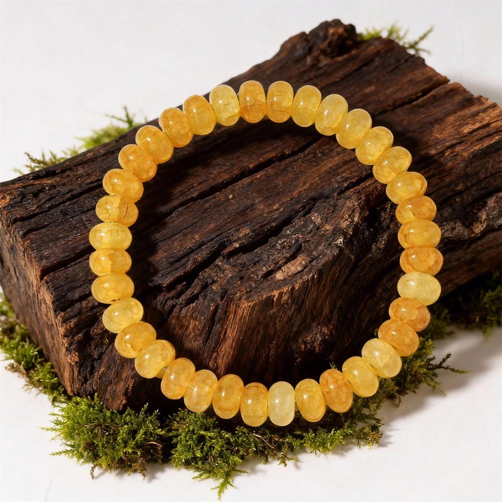 Festive Gifts Yellow Citrine Beaded Bracelet Set Warm Fashion Jewelry For Men And Women Daily Wear Simple Versatile Accessory