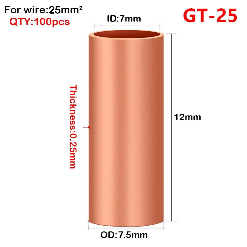 100Pcs Hole Passing GT Copper Terminal Connecting Tube GT Sleeve Tube  Terminal Block