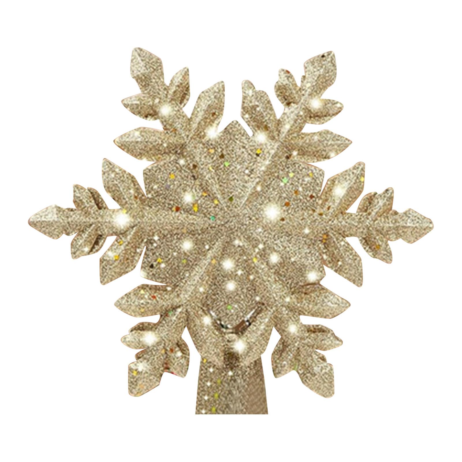 Snowflake Tree Topper Glittered Surface with Integrated LED Lighting for Holiday Seasonal Indoor Decoration золотой