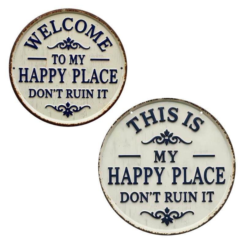 Funny Home Metal Wall Hanging Plaque This Is My Happy Place Do Not Ruin It Garden Fence Door Sign For Farmhouses Decors