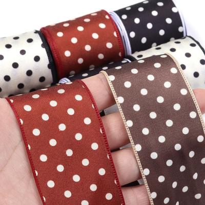 Dekorative Pünktchen-bedruckte Pünktchen-Bänder 3 Yards Polyester-bedruckte Bänder 40mm Breite DIY-Bänder Geschenkverpackung