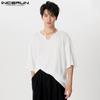 INCERUN Men Short Sleeve Knitted Loose T-shirts Casual Summer Tops