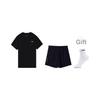 Li-Ning Summer Casual Versatile Short Sleeve Breathable Shorts Sports Suit Men Sportswear Black W871-1+W513-1