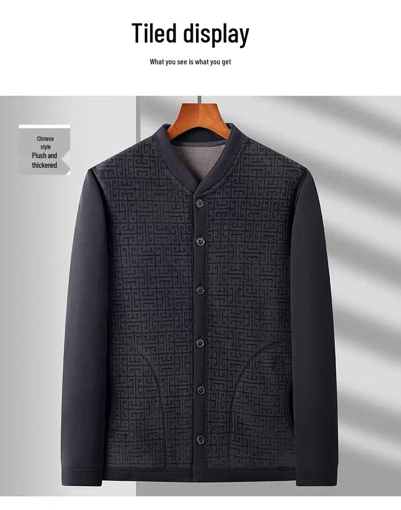 Men's Fleece-Lined Winter Coat: Warm, Thick, Cotton-Padded Jacket for Middle-Aged and Elderly