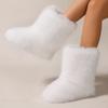 Women's Furry Faux Fur Boots Fuzzy Fluffy Mid Calf Snow Boots Winter Suede Warm Fur Lined Booties Flat Boots for Women Casual Ankle Booties Shoes