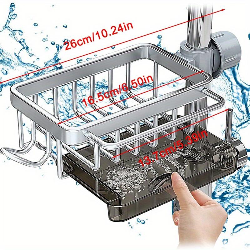Kitchen Space Aluminum Sink Drain Rack Sponge Storage Faucet Holder Soap Drainer Pan Basket Organizer Bathroom Accessories