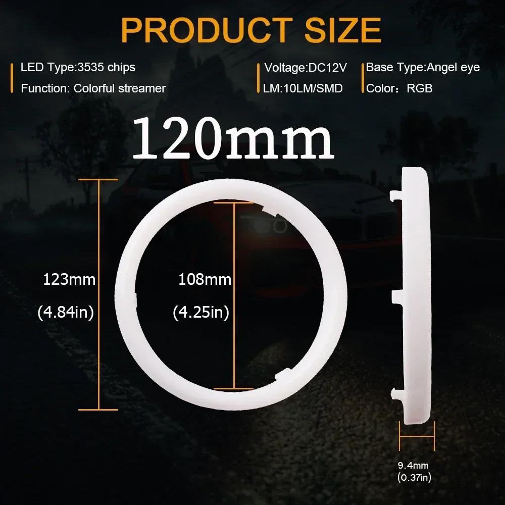 2pcs RGB Angel Eye LED,Daytime Running Headlight Light with APP Control Multiple Light colors Synchronized to Music.60MM-120MM,