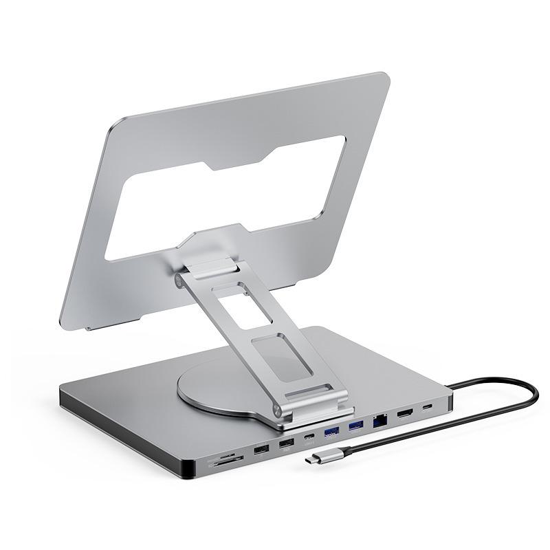 Rotating Folding Laptop Dock with HDMI, Gigabit Ethernet, USB 3.0 Ports, and Tablet Stand Expansion