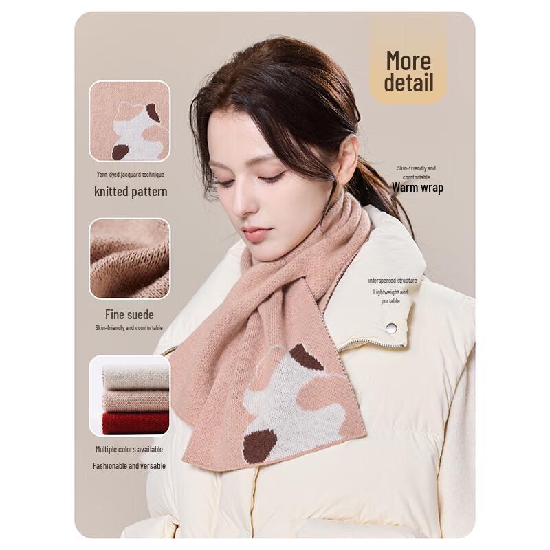 JIUMU Women's Pure Wool Knitted Cross Neck Scarf