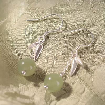 Bamboo Shadow Like A Dream Hetian Jade Ear Hook Earrings Girls' Ancient Style New Chinese Earring Gift