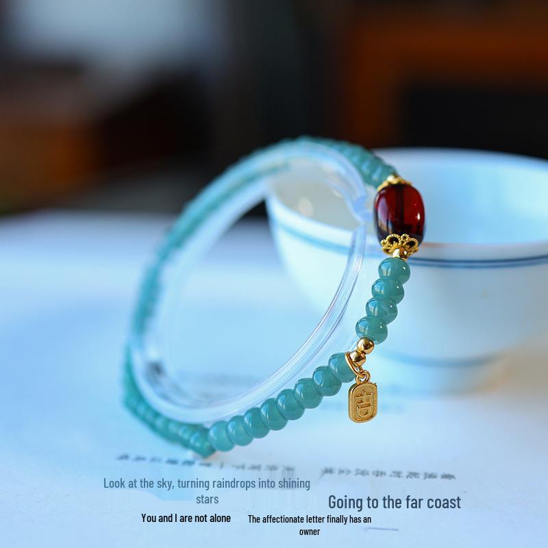 Auspicious Jade & Amber Abacus Bead Bracelet with 925 Silver & Gold Plating - High-End Gift Approx. 4.5mm