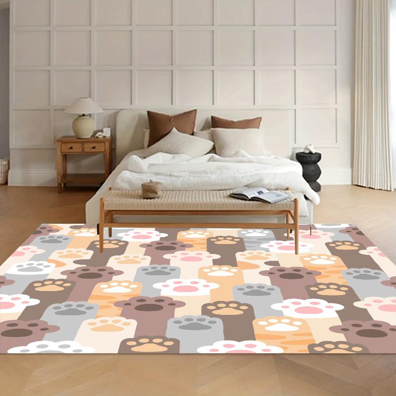 Non-Slip Carpet Pastel Paw Print Area Rug Non-Slip Washable Carpets for Living Room Decoration Home Washroom Floor Mat Gift Rugs