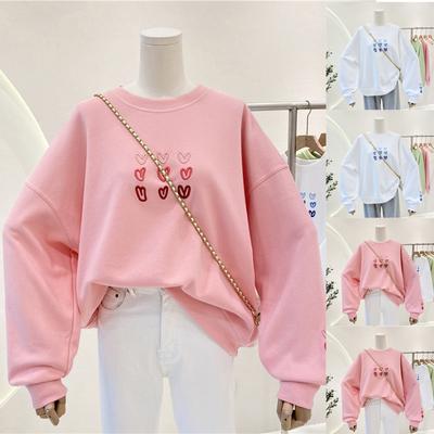 Women's Ladies' Spring Embroidered Love Hoodie Loose Top