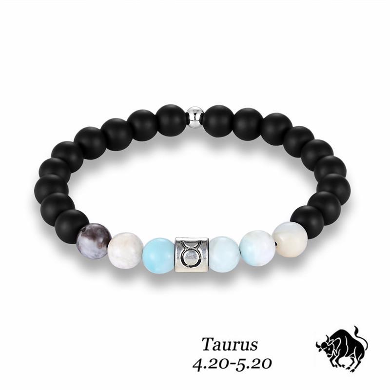 12 Constellation Bracelets, Energy Stone Frosted Stone Bracelets, Personalized Trend Yoga Bracelets.