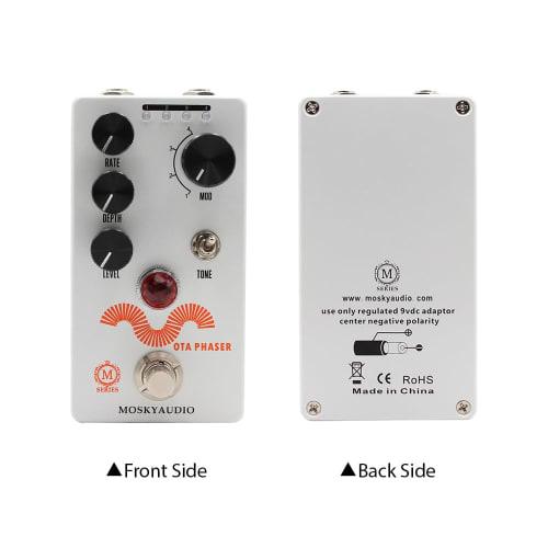 MOSKYAUDIO Mini Guitar Phaser Pedal with Rate, Depth, and Level Controls, True Bypass Tone Toggle Switch, Metal Shell, DC 9V, 6.35mm Input/Output Inte