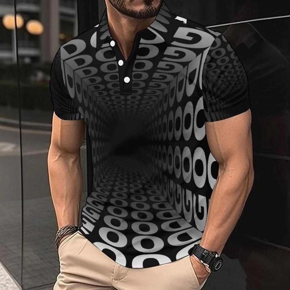 3D Printed Men's Polo Shirt Short Sleeve Turn-down Collar Breathable Spring Fit Casual Men Clothing Top