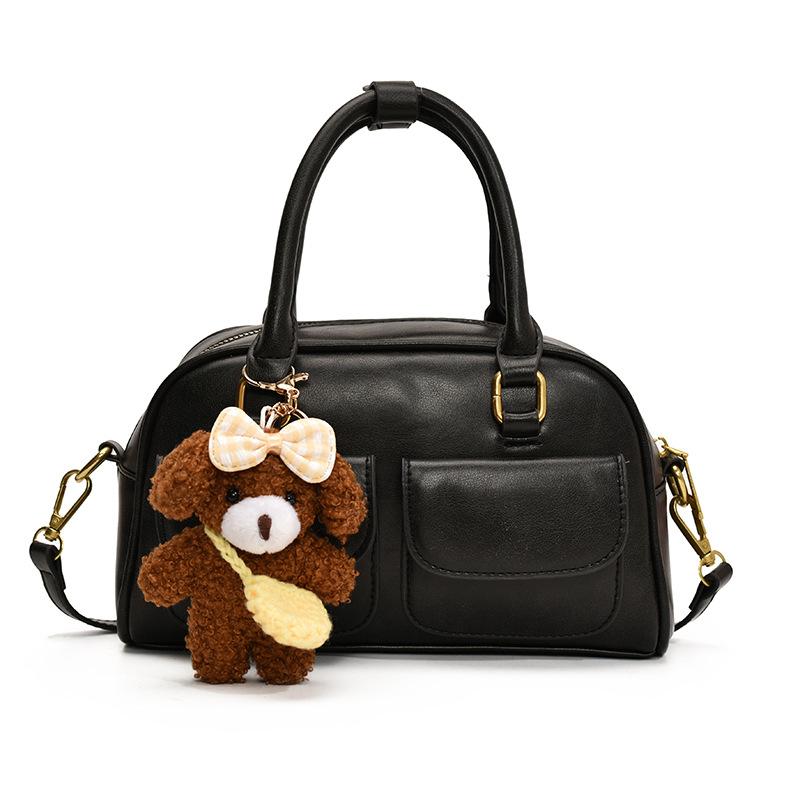 

Retro Korean version portable Boston bag women s 2025 autumn and winter new high-end shoulder bag commuter messenger bag No pendant