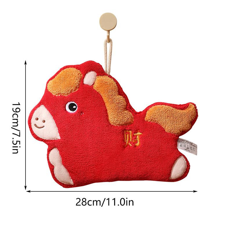 Chinese Year 2026 Hand Towel Cartoon Absorbent Towels Chinese Spring Festival Quick Drying Towels Cute Horse Hanging Cloth