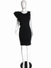 Ruffle Hem Bodycon Pencil Dress, European and American Mid-Length Style, Women's. Belt Not Included.