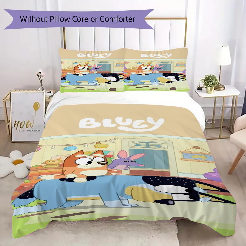 Bluey Warm Family Life Threepiece Set 1 Duvet Cover 2 Pillowcase Without Core Without Core Bedding Set Soft And Comfortable