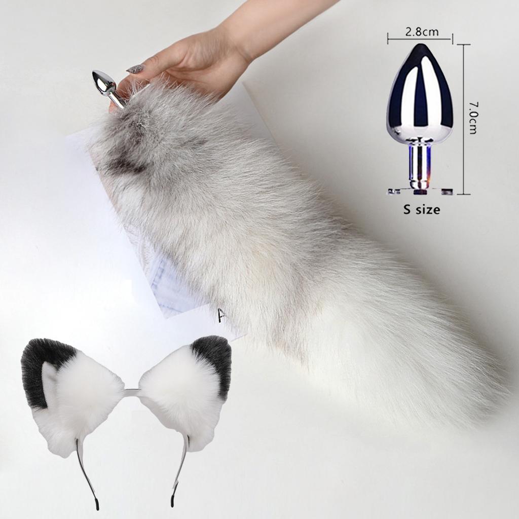 Liščí uši a anální kolík s ocasem Sexuální hračky pro ženy Hladký anální kolík Dlouhý ocas SM Cospaly Hra pro páry Erotické hračky pro dospělé