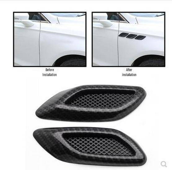 Carbon Fiber Car Fender & Hood Vent Decals - Set of 6