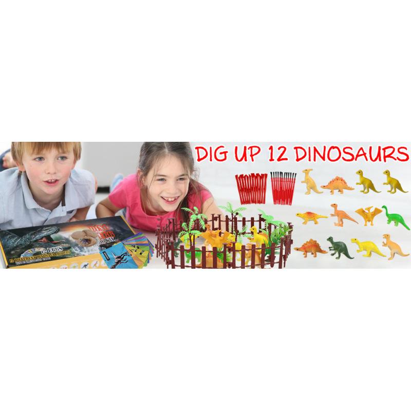 hot! Acekid Dig Dino Eggs Kit, Break Open 12 Unique Dinosaur Eggs and Discover 12 Cute Dinosaurs, Easter