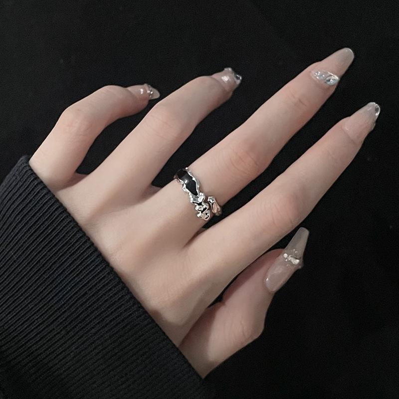 Fioletowy Cyrkon Inkrustowany Niszowy Design Prosty Nieregularny Naszyjnik Wysokiej Klasy Kolczyki Sztyfty Otwarty Pierścionek Zestaw