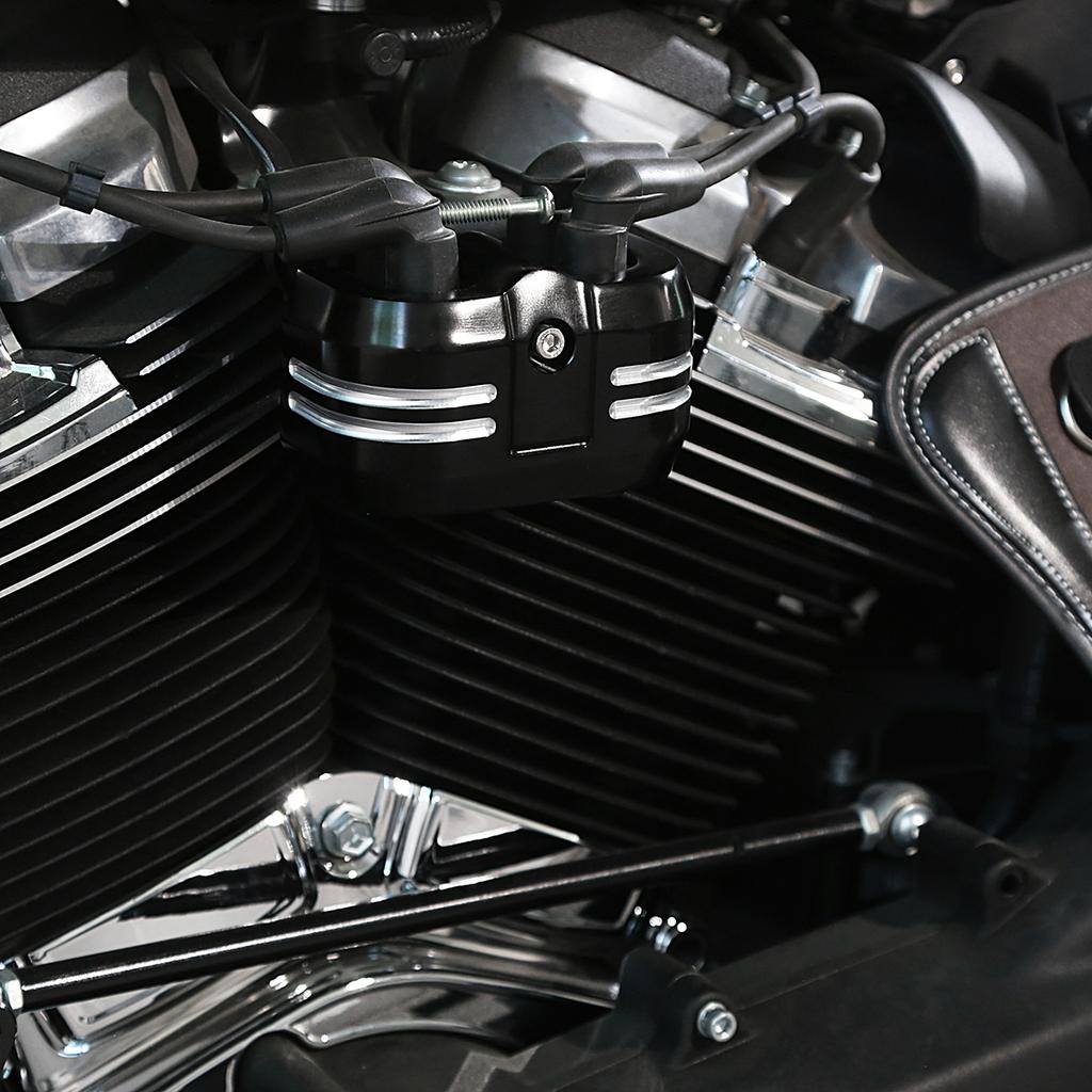 Gloss Black Shallow Cut Ignition Coil Cover For Harley Softail Fatboy Slim Street Bob Breakout Low Rider Fat Bob 18-23