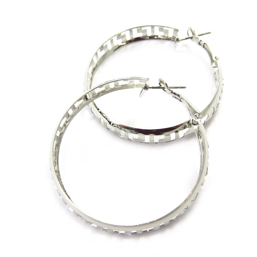 Les Trésors De Lily [L9684] - Silver 'Choréographie' Hoop Earrings Ø 40 Mm 7 Mm