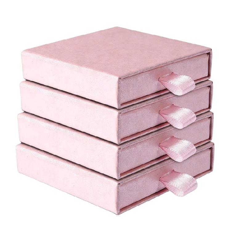 

4Pcs Earrings Organiser Paper Storage Boxes Portable Jewelry Holder Case for Home Office Travel Jewelry Organization розовый