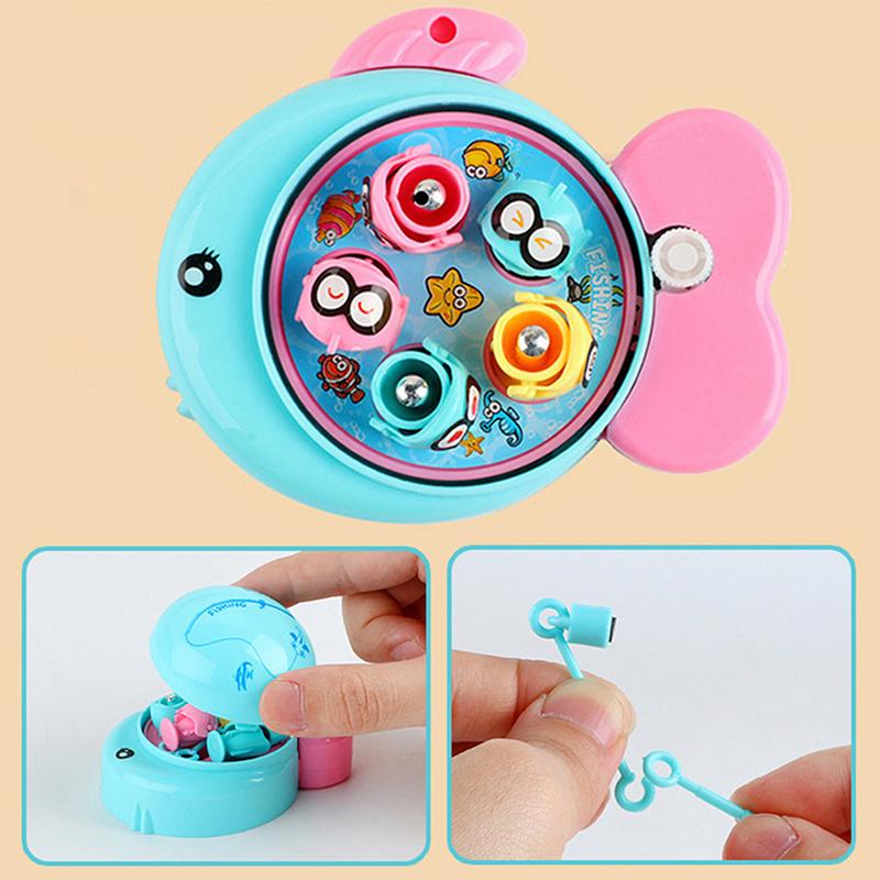 Portable Board Game Mini Fishing Toy Clock Work Power Realistic Fish Rod Interactive Toy For Kids Toddler Children Gift