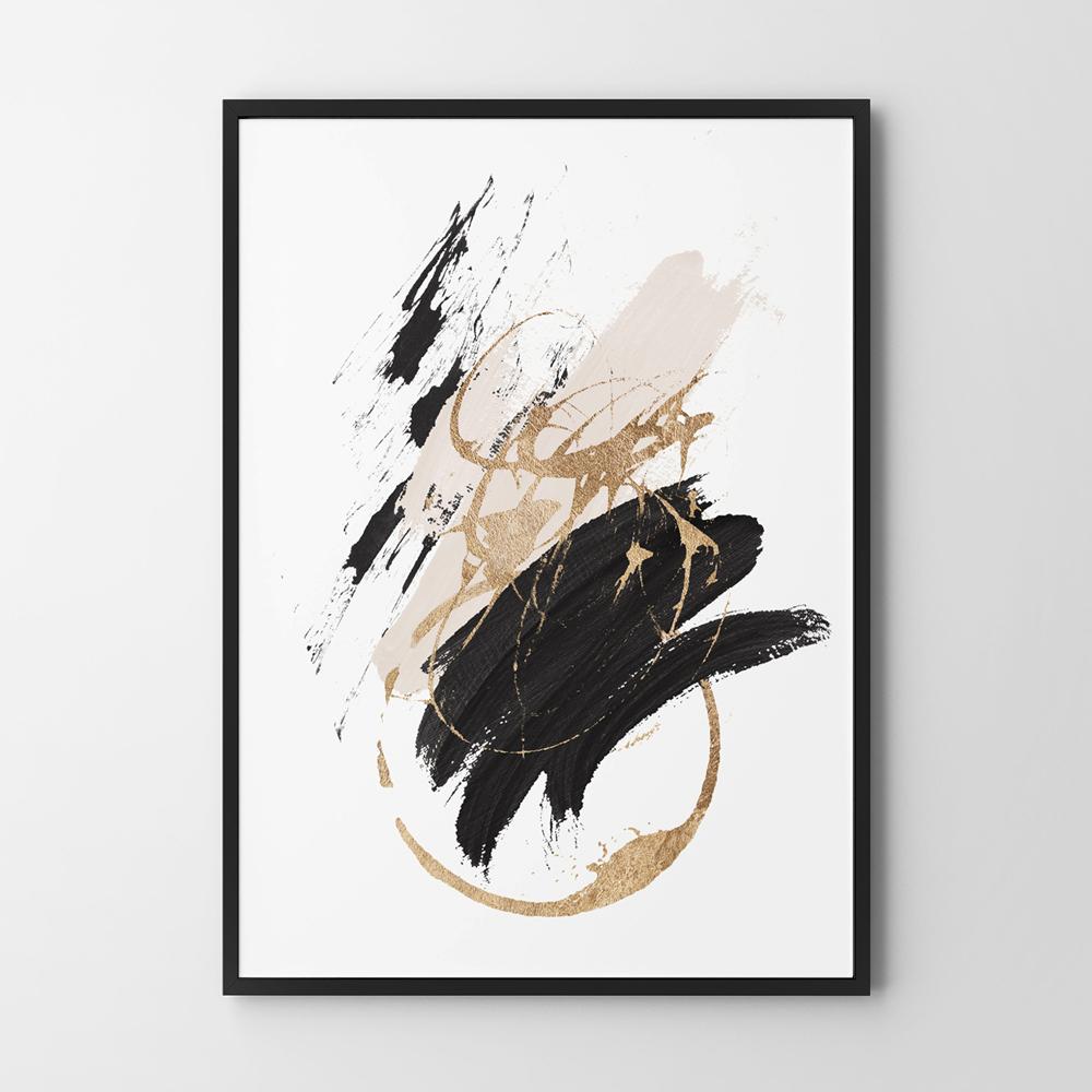Poster Abstraction Black Pink Gold