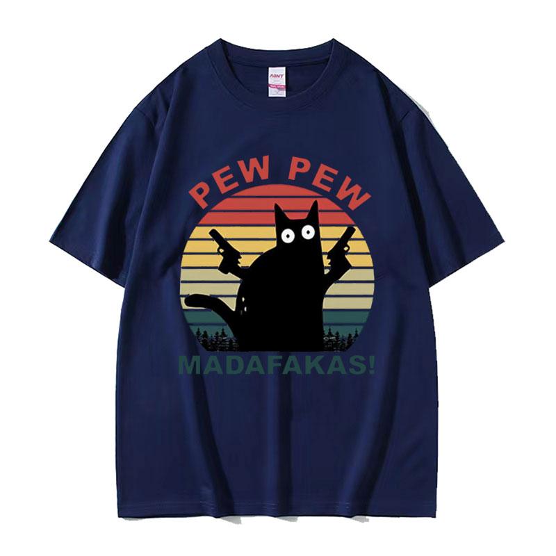 Pew Pew Madafakas Cute Cat Funny Cats Lovers Meme Tee Shirt Men Women Harajuku Clothing Tshirt Fashion Aesthetic Cotton T Shirt