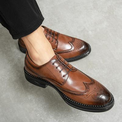 FashionLuxury Brand Brogue Engraved Men's Footwear Leather High Quality Oxford Shoes Lace-up Leather Shoes Designer Moccasin Footwear