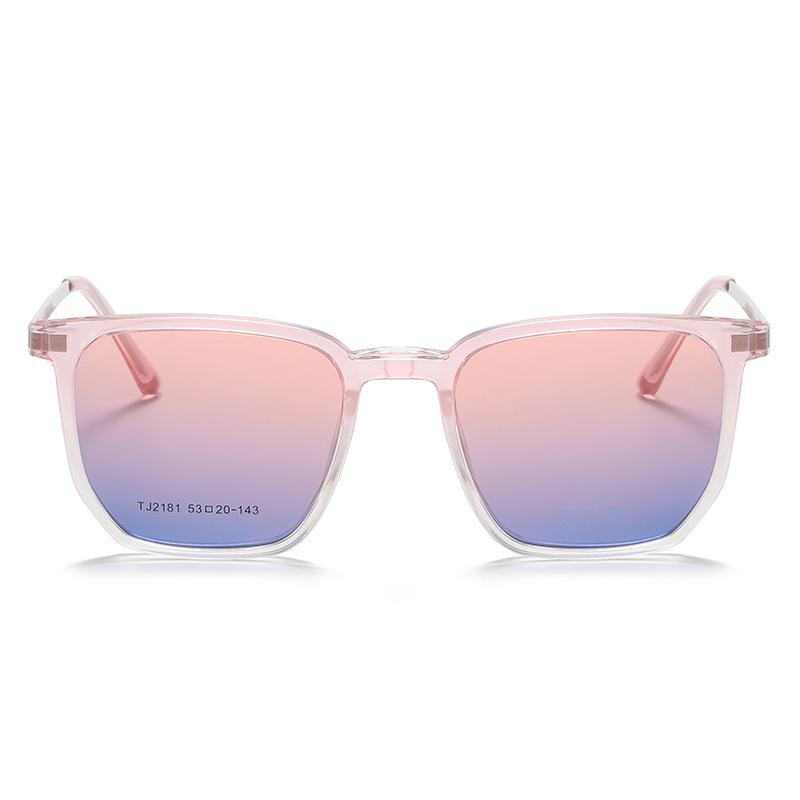 2181 Women's Polarized Magnetic Clip-On Dual-Use Prescription Glasses and Blush Gradient Sunglasses