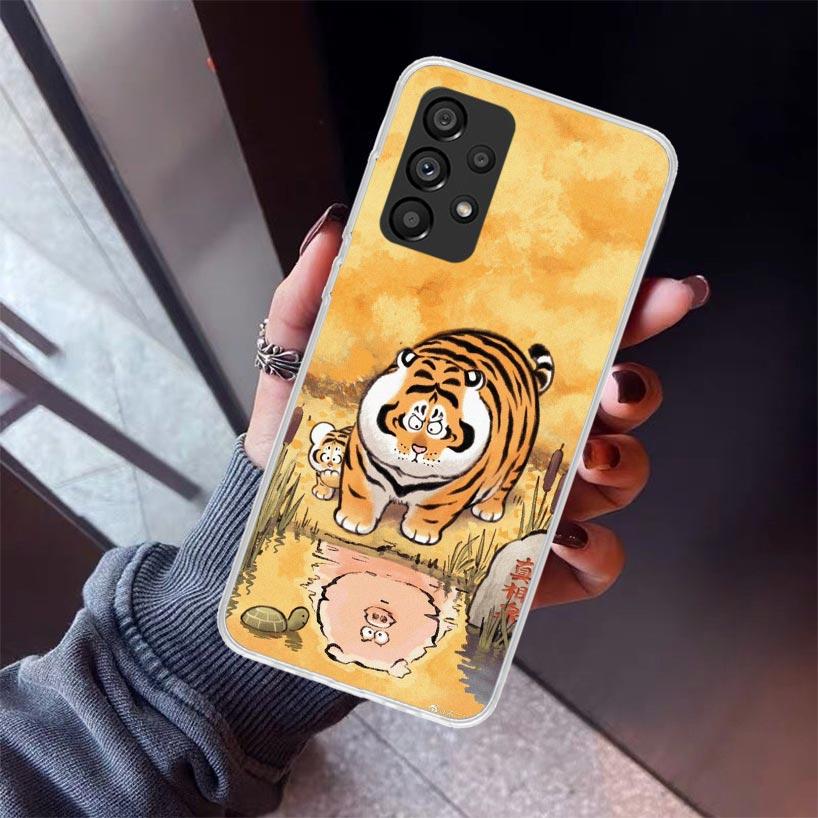 Cartoon Fat Tiger Phone Case For Samsung Galaxy A12 A52S A42 A32 A22 A51 A50 Note 20 Ultra 10 S10 Plus A71 A70 A31 A30 A10S Gala